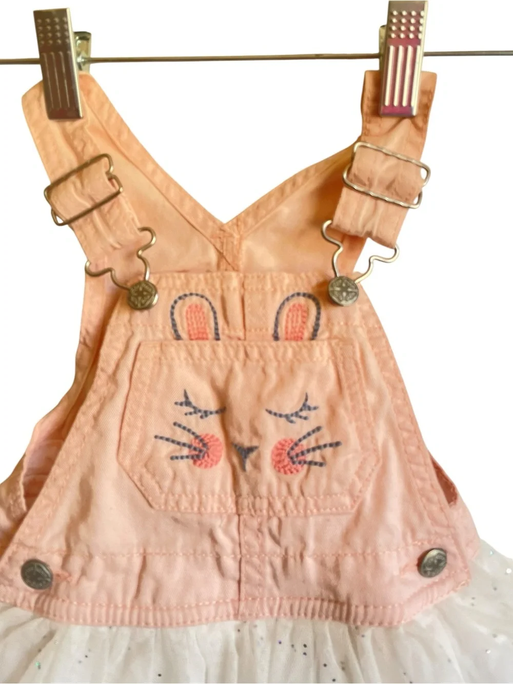 OshKosh B'gosh Light Pink Girls Overall Dress with Cream‎ Patch